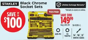 Canadian Tire Stanley Black Chrome Socket Sets offer