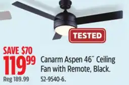 Canadian Tire Aspen Canarm Aspen 46˝ Ceiling Fan with Remote, Black offer
