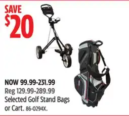 Canadian Tire Selected Golf Stand Bags or Cart offer