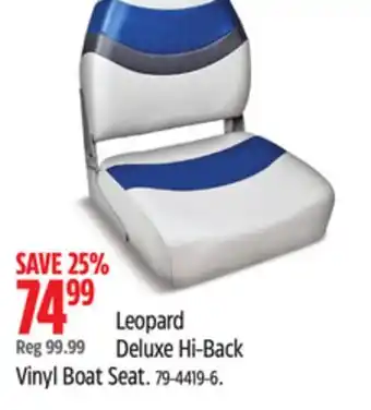 Canadian Tire Leopard Deluxe Hi-Back Vinyl Boat Seat offer