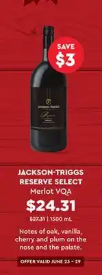Wine Rack JACKSON-TRIGGS RESERVE SELECT Merlot VQA offer