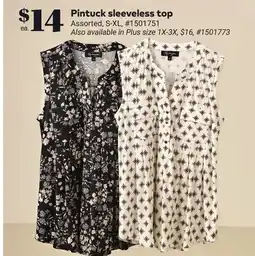 Giant Tiger Pintuck sleeveless top offer