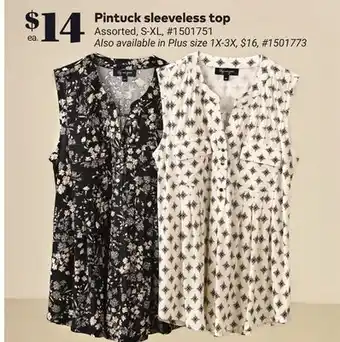 Giant Tiger Pintuck sleeveless top offer