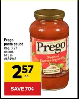 Giant Tiger Prego pasta sauce offer