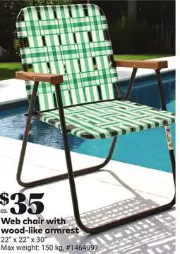 Giant Tiger Web chair with wood-like armrest offer