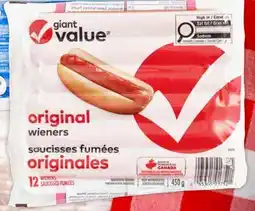 Giant Tiger Giant Value original wieners offer