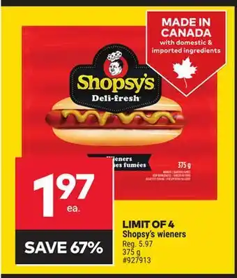 Giant Tiger Shopsy's wieners offer