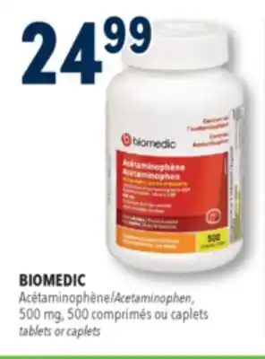 Familiprix BIOMEDIC Acetaminophen, 500 mg tablets or caplets offer