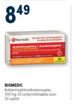 Familiprix BIOMEDIC Acetaminophen, 500 mg, 50 comprimés/tablets ou/or 50 caplets offer