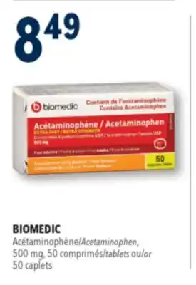 Familiprix BIOMEDIC Acetaminophen, 500 mg, 50 comprimés/tablets ou/or 50 caplets offer