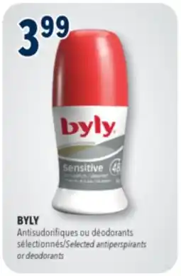 Familiprix BYLY, selected antiperspirants or deodorants offer