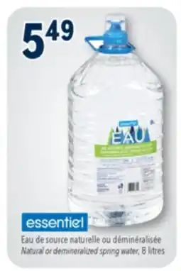 Familiprix ESSENTIEL Natural or demineralized spring water, 8 litres offer