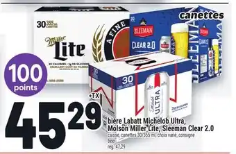 Metro BIÈRE LABATT MICHELOB ULTRA, MOLSON MILLER LITE, SLEEMAN CLEAR 2.0 | BEER offer