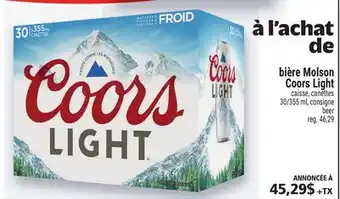 Metro BIÈRE MOLSON COORS LIGHT | BEER offer