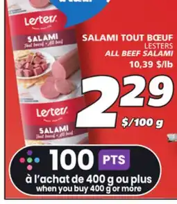 IGA LESTERS ALL BEEF SALAMI offer