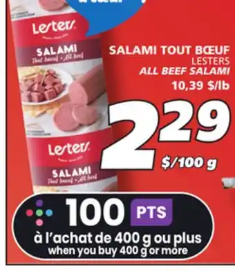 IGA LESTERS ALL BEEF SALAMI offer