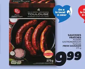 IGA PLAISIRS GASTRONOMIQUES FRESH SAUSAGES offer
