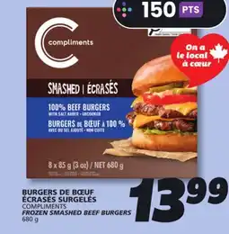 IGA COMPLIMENTS FROZEN SMASHED BEEF BURGERS offer