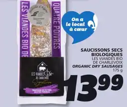 IGA LES VIANDES BIO DE CHARLEVOIX ORGANIC DRY SAUSAGES offer