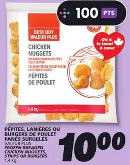 IGA VALEUR PLUS FROZEN BREADED CHICKEN NUGGETS, STRIPS OR BURGERS offer