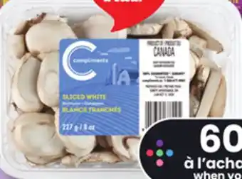 IGA COMPLIMENTS SLICED OR WHOLE WHITE OR WHOLE CREMINI MUSHROOMS offer