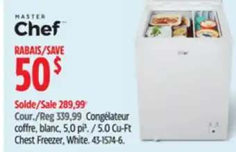 Canadian Tire Master Chef 5.0 Cu-Ft Chest Freezer, White offer