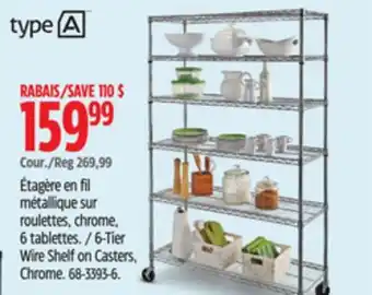 Canadian Tire 6-Tier Wire Shelf on Casters, Chrome offer