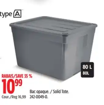 Canadian Tire Solid Tote offer