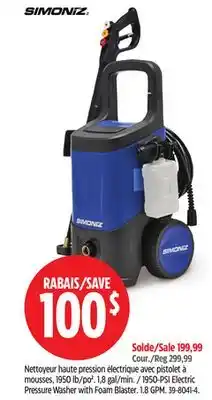 Canadian Tire PSI Electric Pressure Washer with Foam Blaster offer