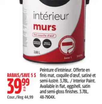 Canadian Tire Interior Paint. Available in flat, eggshell, satin and semi-gloss finishes offer