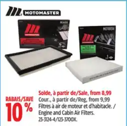 Canadian Tire Motomaster Engine and Cabin Air Filters offer