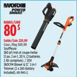 Canadian Tire Mastercraft 20V 360CFM Blower & 12 2-in 1 Trimmer offer