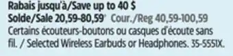 Canadian Tire Bluehive Selected Wireless Earbuds or Headphones offer