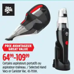 Canadian Tire Selected Hand Vacs or Canister Vac offer