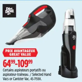 Canadian Tire Selected Hand Vacs or Canister Vac offer