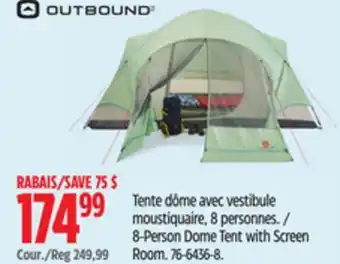Canadian Tire Outbound 8-Person Dome Tent with Screen Room offer
