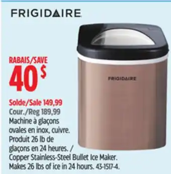 Canadian Tire Copper Stainless-Steel Bullet Ice Maker. Makes 26 lbs of ice in 24 hours offer