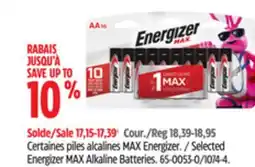Canadian Tire Selected Energizer MAX Alkaline Batteries offer