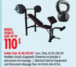 Canadian Tire Cap Barbell Selected Exercise Equipment and Percussion Massage Tool offer