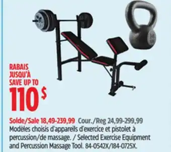 Canadian Tire Cap Barbell Selected Exercise Equipment and Percussion Massage Tool offer
