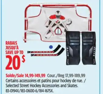 Canadian Tire Selected Street Hockey Accessories and Skates offer