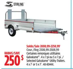 Canadian Tire Stirling Selected Galvalume Utility Trailers offer