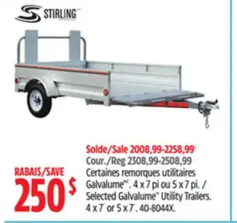 Canadian Tire Stirling Selected Galvalume Utility Trailers offer