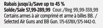 Canadian Tire Stoeger Selected Air Guns and BB Gun offer