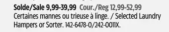 Canadian Tire Selected Laundry Hampers or Sorter offer