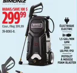 Canadian Tire Simoniz Wheeled Brushed Electric Pressure Washer w/ Foam Blaster offer