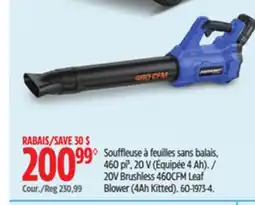 Canadian Tire Mastercraft 20V Brushless 460CFM Leaf Blower (4Ah Kitted) offer