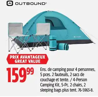 Canadian Tire Outbound 2 chairs, 2 sleeping bags plus tent offer