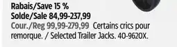 Canadian Tire MotoMaster Selected Trailer Jacks offer