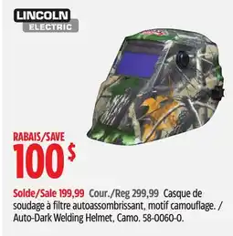 Canadian Tire Lincoln Auto-Dark Welding Helmet, Camo offer